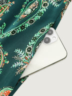 Paisley Print Ruched Adjustable Bodice Maxi Dress