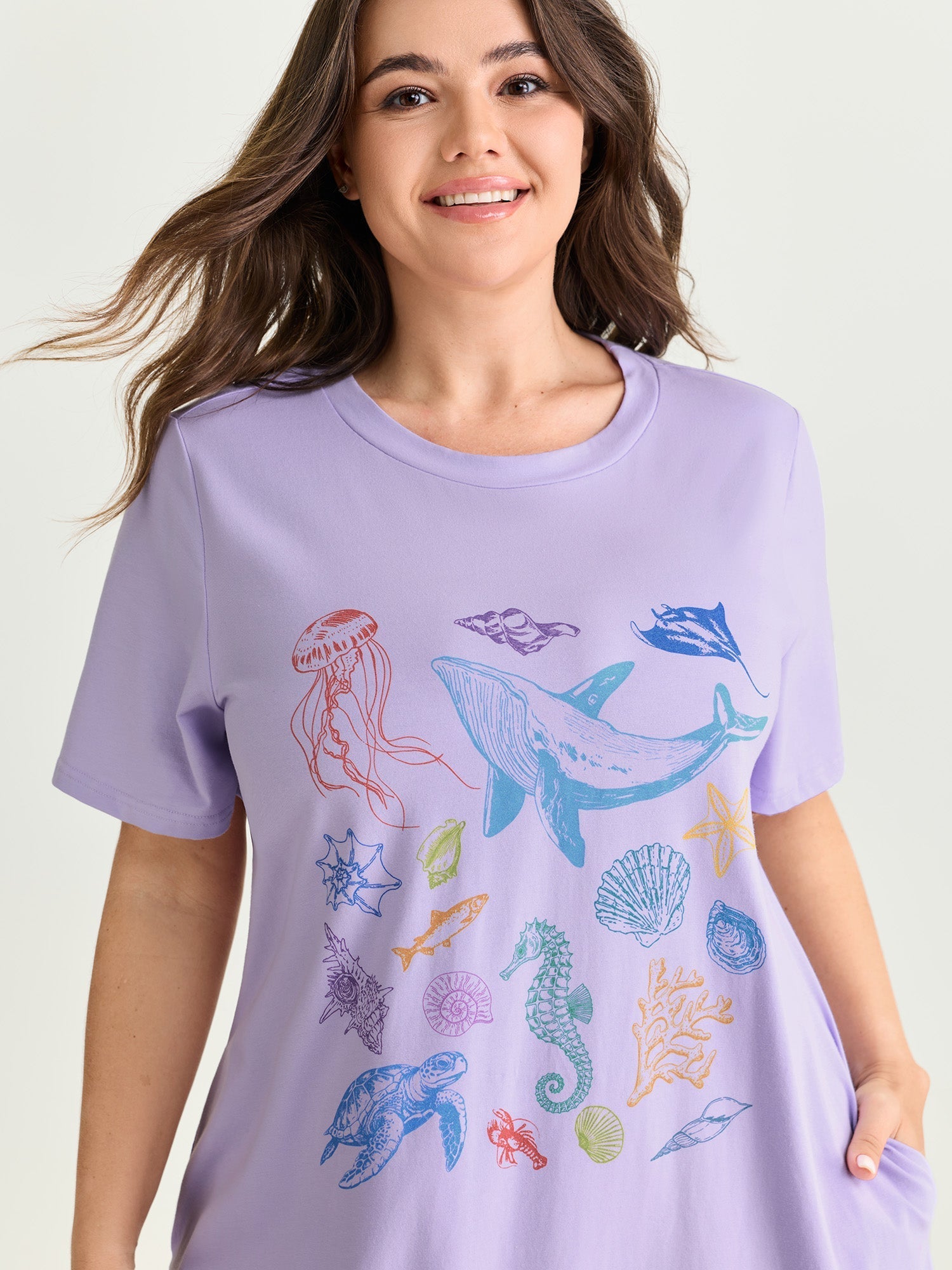 Cotton Ocean Elements Stretchy Lounge Dress