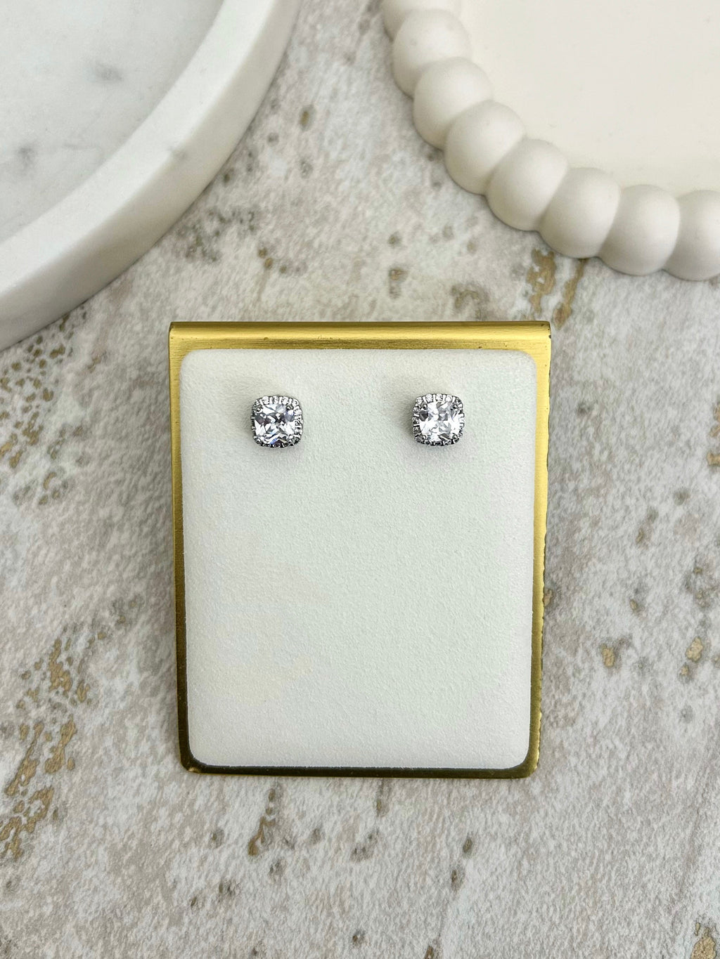 Square Gem Stud Earrings (2 Colours)