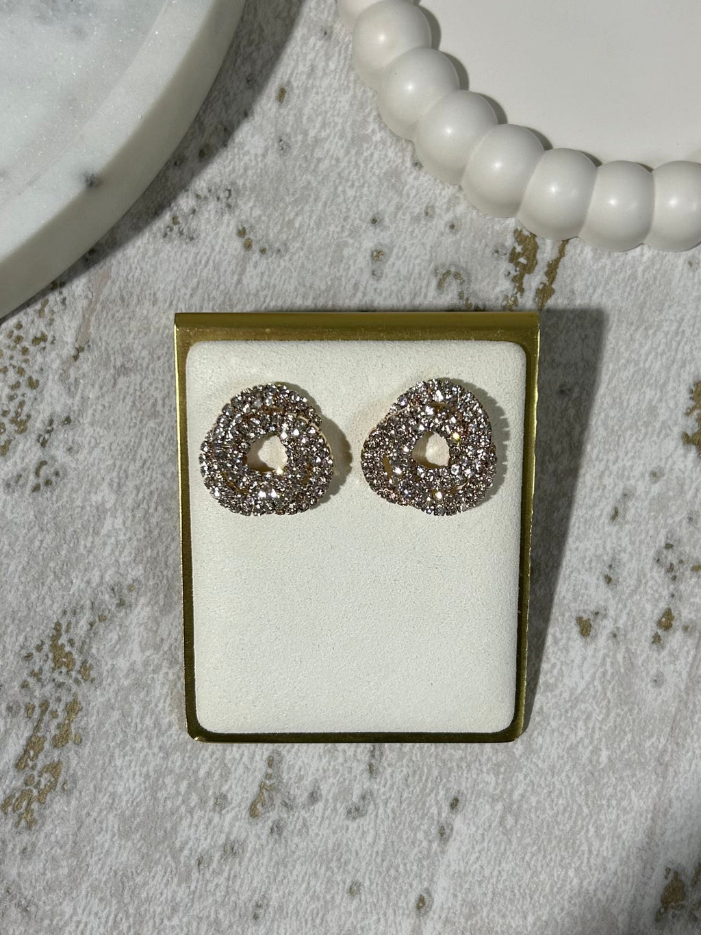Interlock Circle Diamante Stud Earrings (2 Colours)