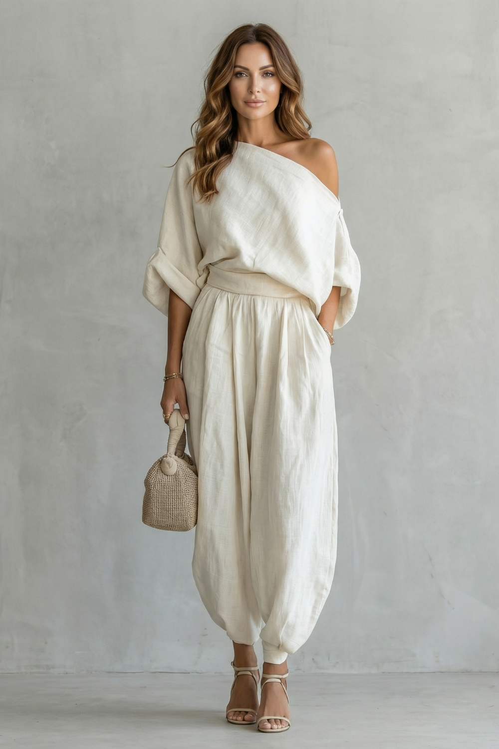 Alméra – Relaxed off shoulder elegance – Two piece set
