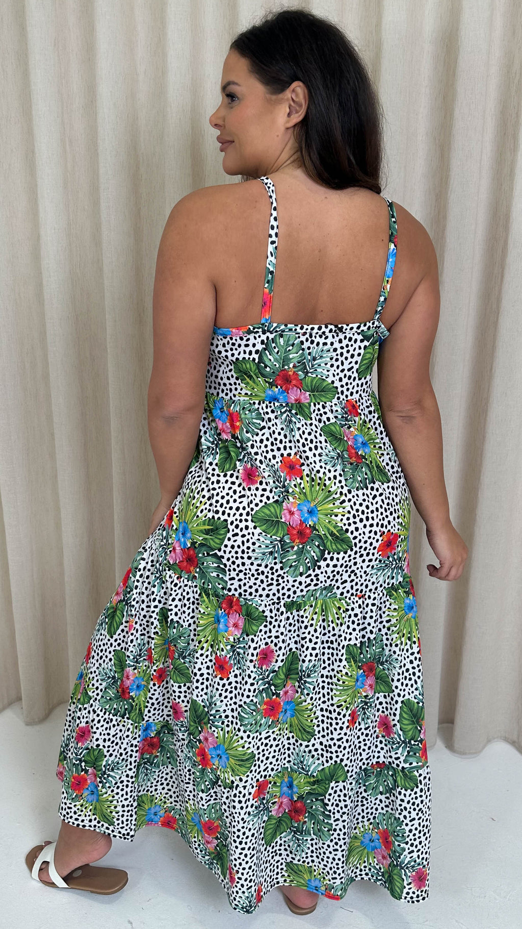CurveWow Wrap Bust Maxi Dress Spot Palm Print