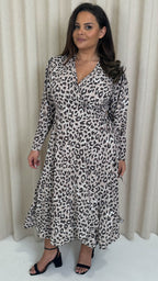 CurveWow Long Sleeve Wrap Dress Animal