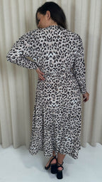 CurveWow Long Sleeve Wrap Dress Animal