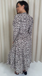 CurveWow Long Sleeve Wrap Dress Animal