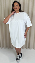 CurveWow Oversized T-Shirt Dress White