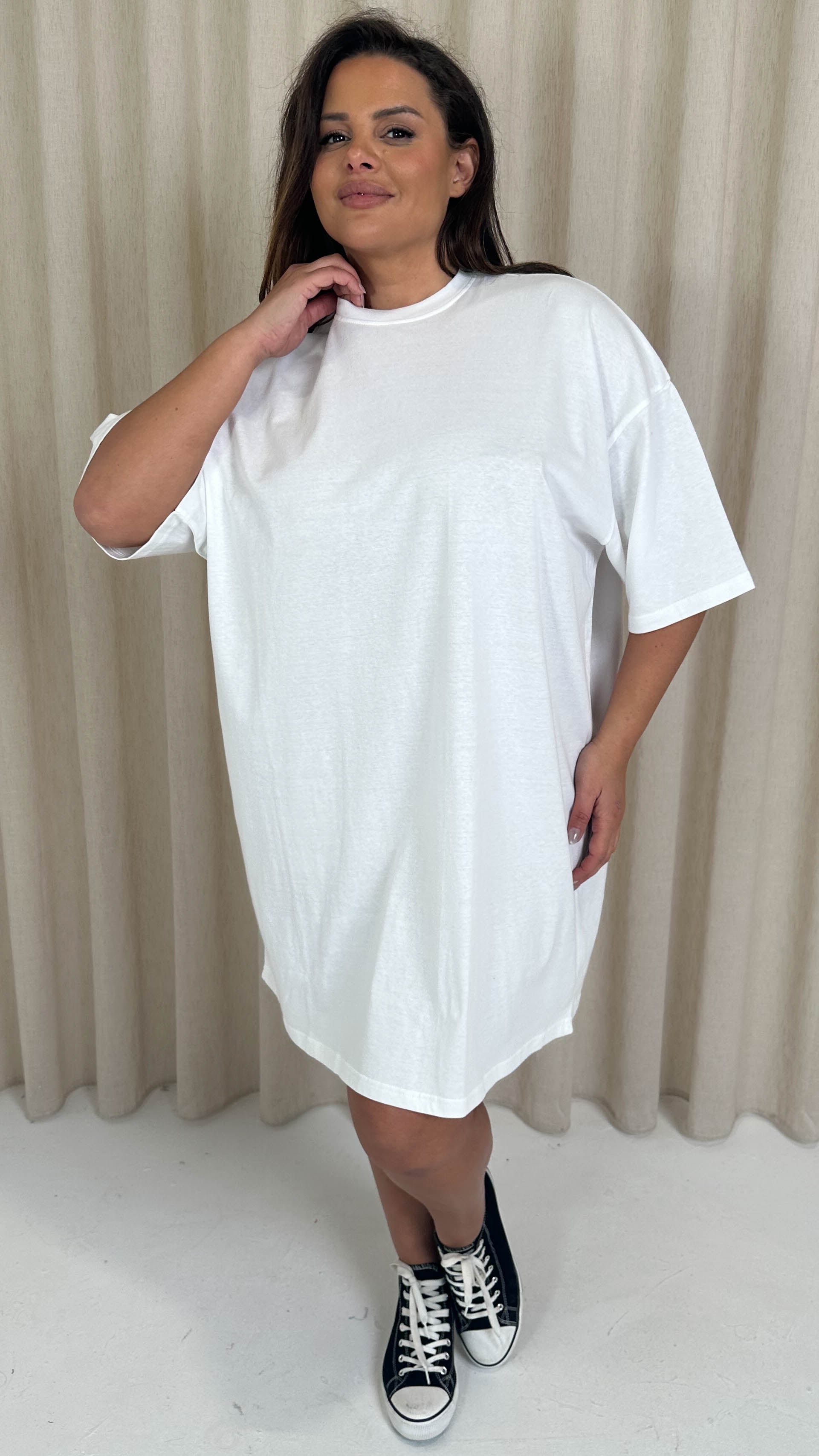 CurveWow Oversized T-Shirt Dress White
