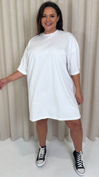 CurveWow Oversized T-Shirt Dress White