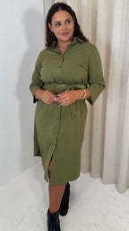 CurveWow Utility Shirt Dress Khaki
