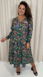 CurveWow Bohemian Maxi Dress Mixed Paisley Print