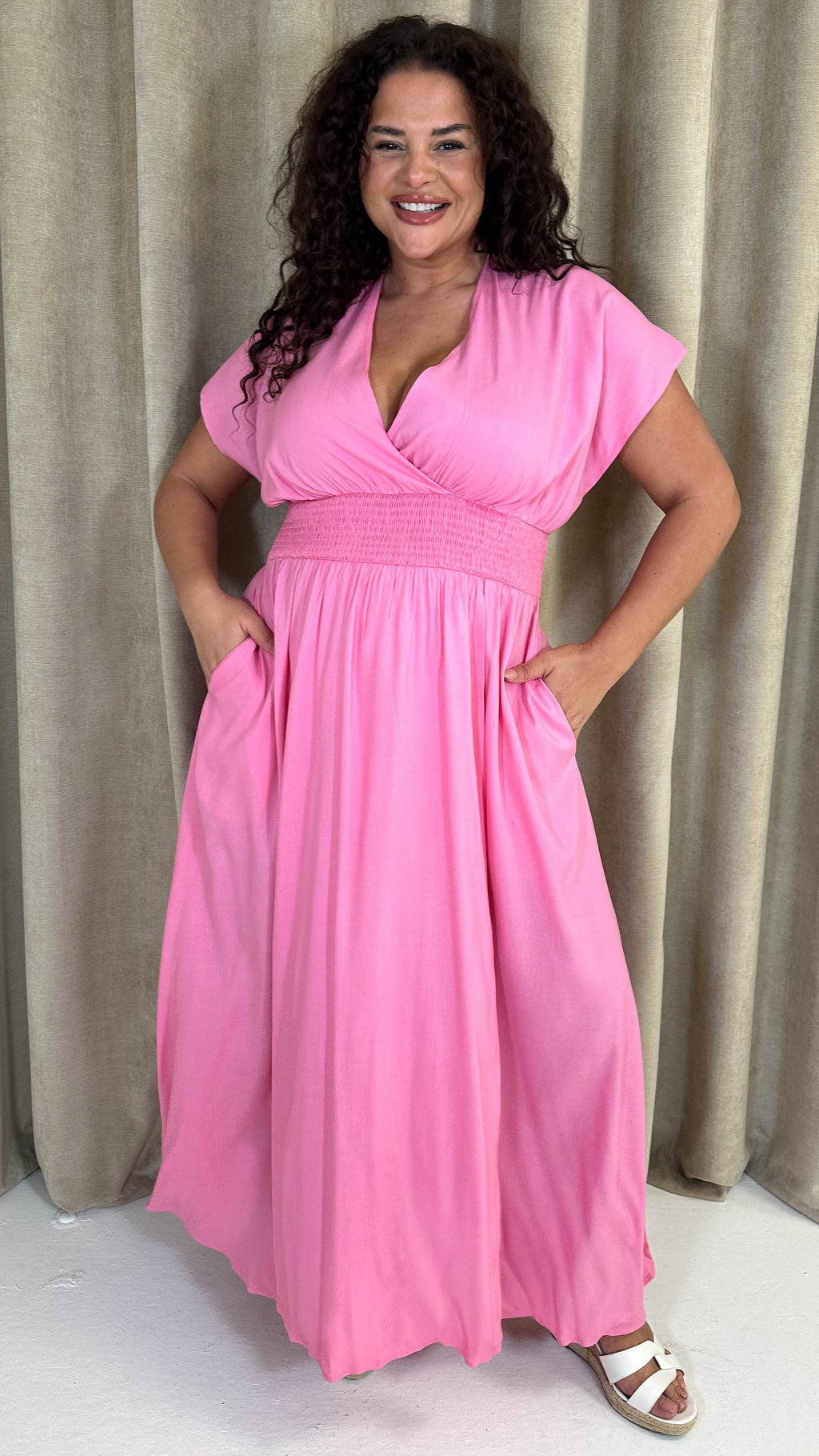 CurveWow Wrap Front Sundress Pink