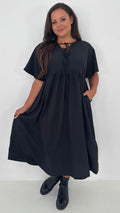 CurveWow Tied Bow Front Dress Black