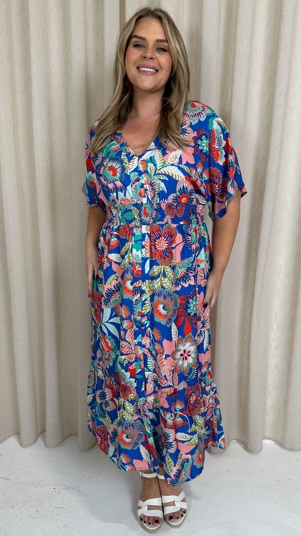CurveWow Kimono Midaxi Dress Multi Floral
