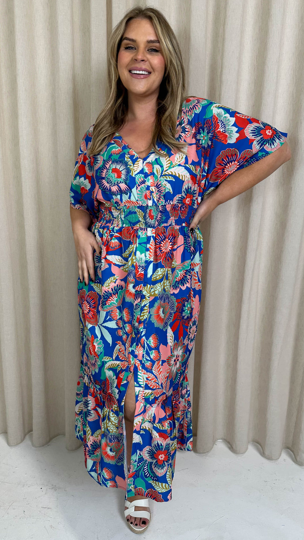 CurveWow Kimono Midaxi Dress Multi Floral