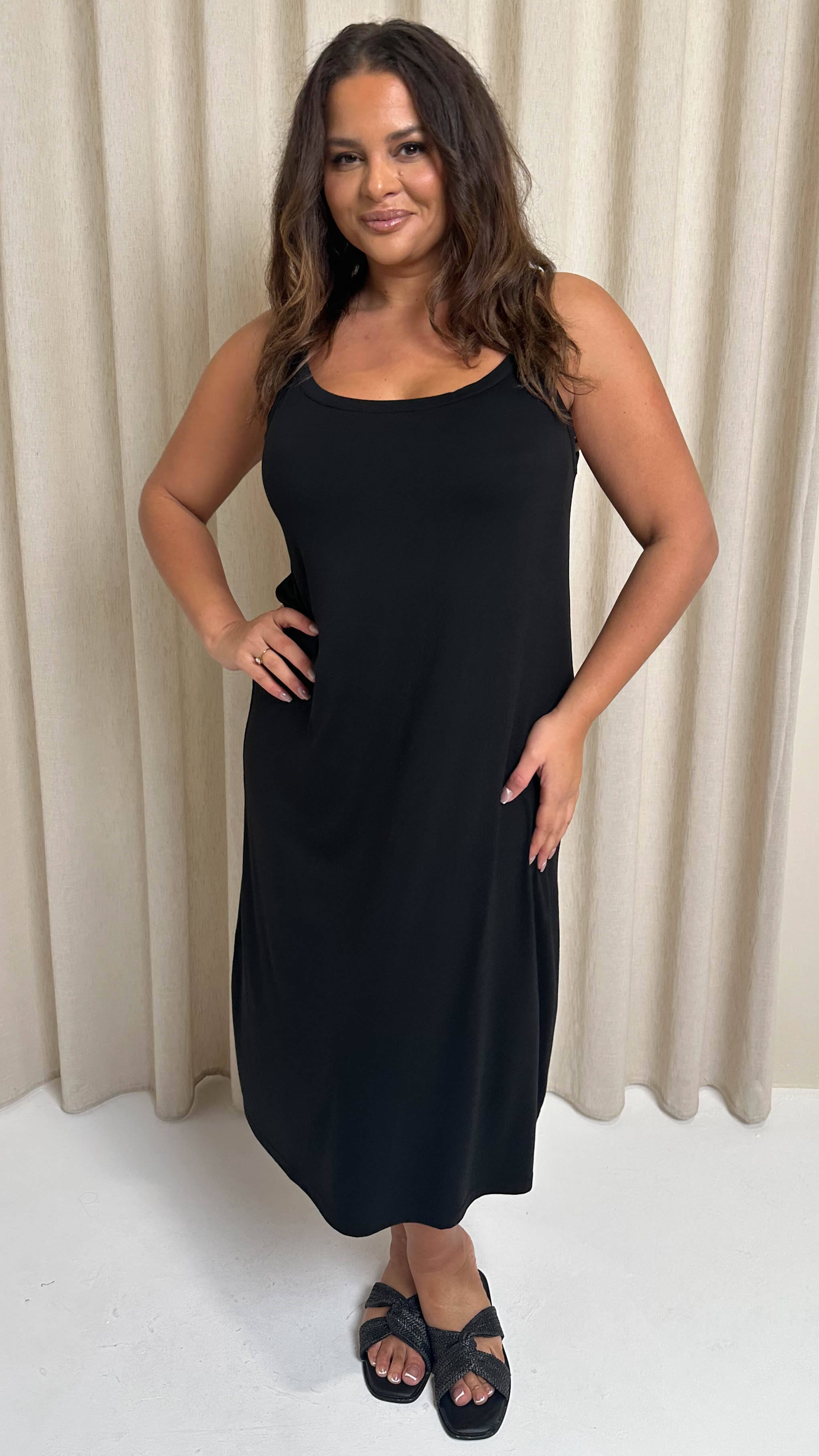 CurveWow Basic Midi Dress Black