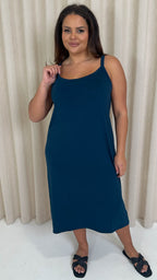 CurveWow Basic Midi Dress Teal
