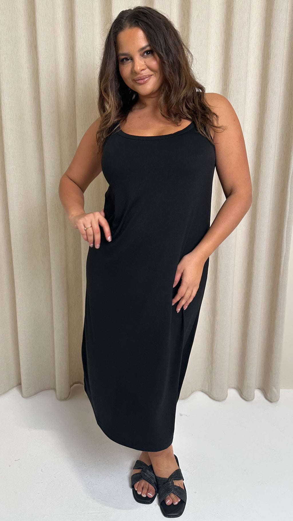 CurveWow Basic Midi Dress Black