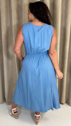 CurveWow Button Front Sundress Blue