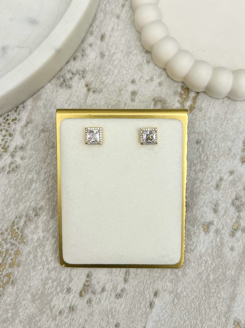 Square Diamante Studded Earrings (2 Colours)