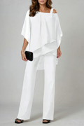 Élaria – Asymmetric chiffon flow – Top and trouser set