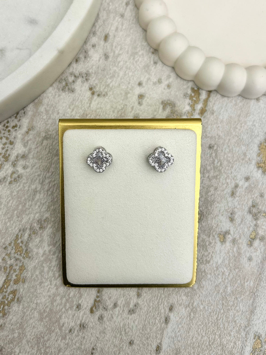 Diamond Flower Stud Earrings (2 Colours)