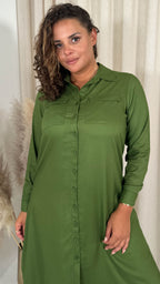 CurveWow Placket Shirt Dress Khaki