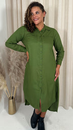 CurveWow Placket Shirt Dress Khaki