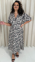 CurveWow Petite Wrap Angel Sleeve Dress Leopard
