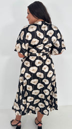CurveWow Kimono Wrap Midaxi Dress White Poppy