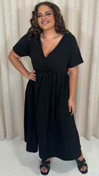 CurveWow Wrap Midi Dress Black