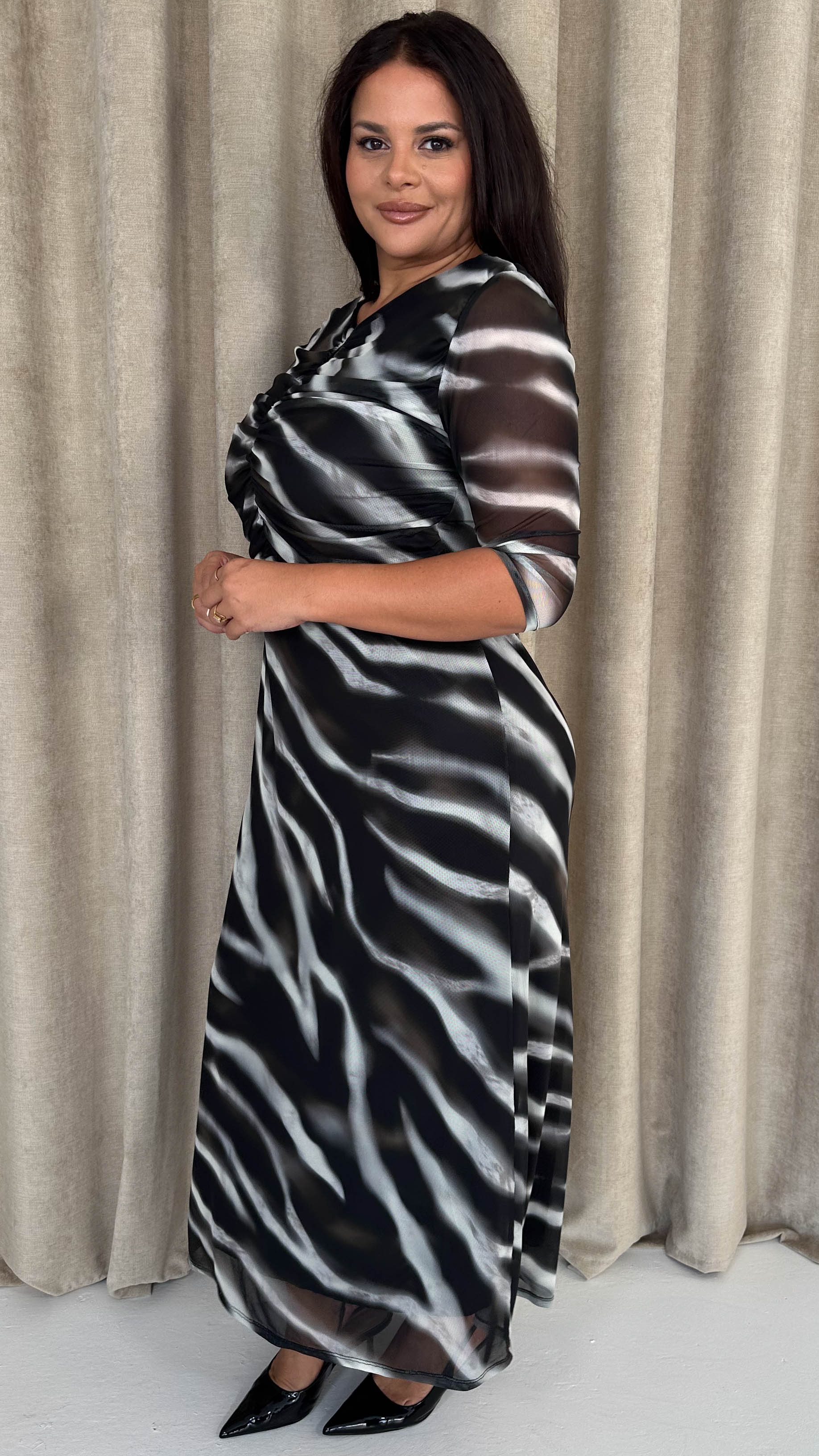 CurveWow Ruched Chest Keyhole Maxi Dress Tye Dye