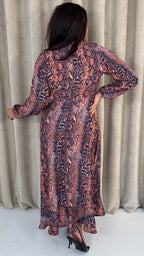 CurveWow Lace Front Frill Hem Midi Dress Snake