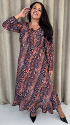 CurveWow Lace Front Frill Hem Midi Dress Snake