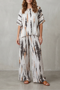 Marie – Abstract Print Detail – Wide-Leg Lounge Set