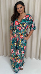 CurveWow Maxi Wrap Dress Animal Palm Print