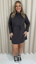 CurveWow Belted Swing Dress Charcoal