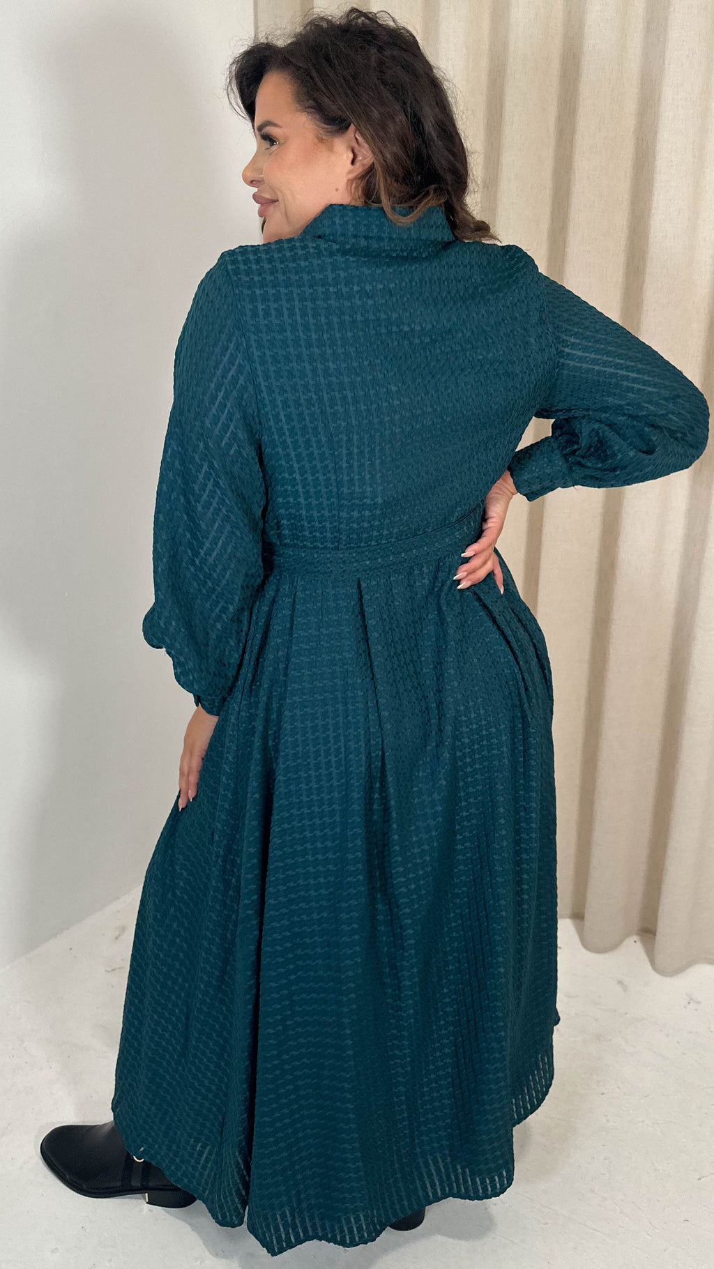CurveWow Square Net Shirt Dress Teal