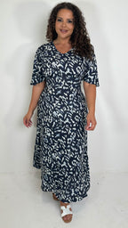 CurveWow Angel Sleeve Tie Back Maxi Dress Smudge