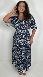 CurveWow Angel Sleeve Tie Back Maxi Dress Smudge
