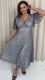 CurveWow Mesh Angel Sleeve Dress Irregular Spot