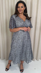 CurveWow Mesh Angel Sleeve Dress Irregular Spot