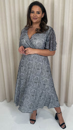 CurveWow Mesh Angel Sleeve Dress Irregular Spot