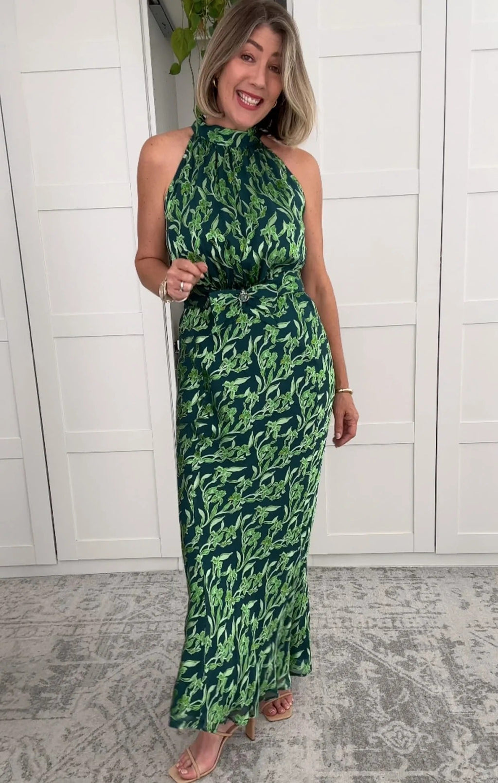 PRISCILLA HALTER BIAS DRESS
